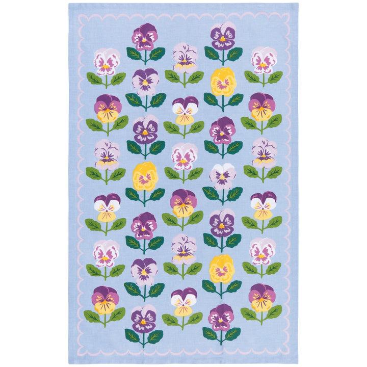 Floral pattern with viola flowers on a light blue background