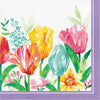 Napkin with floral design with tulips on a white background