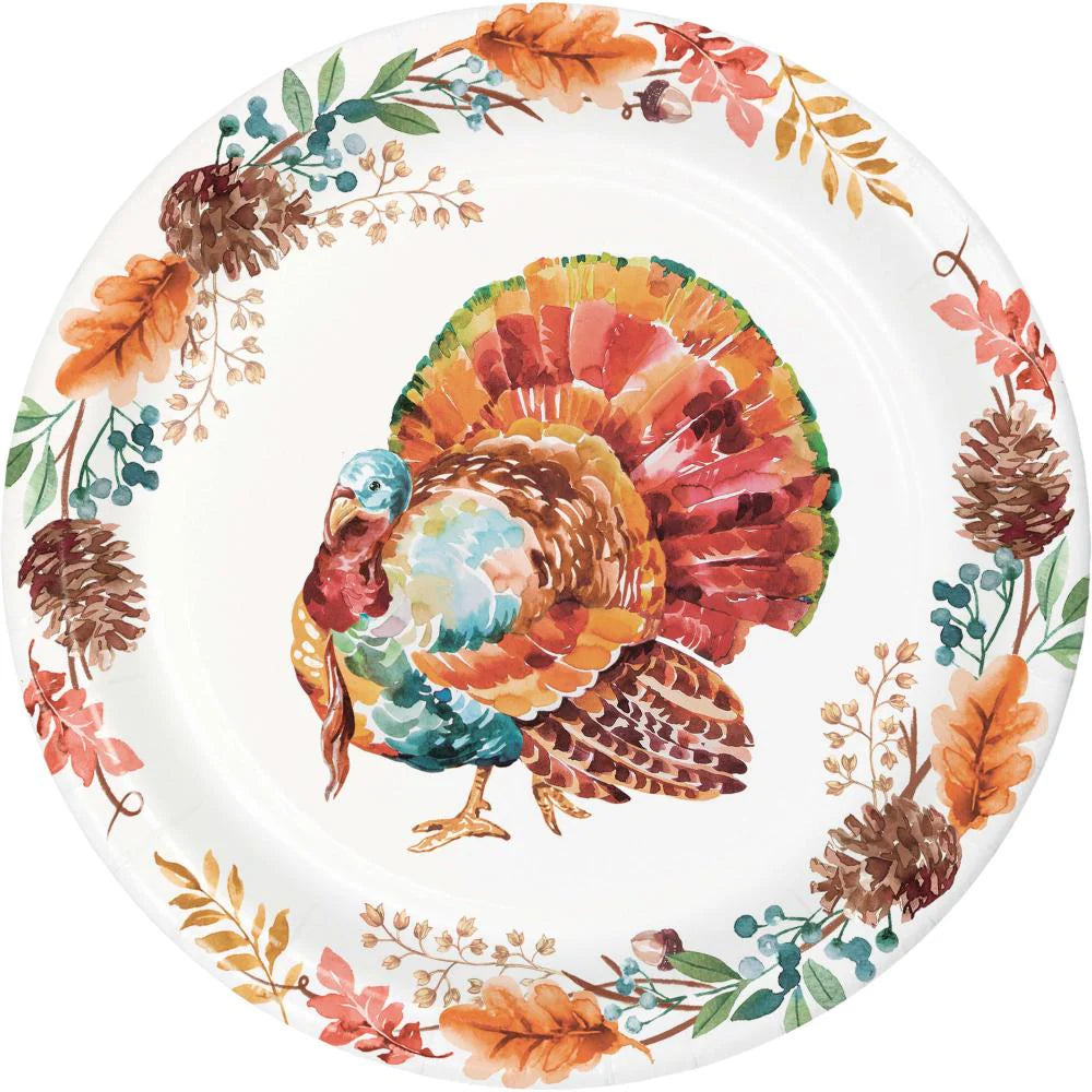 Tasteful Turkey Paper Luncheon Plate