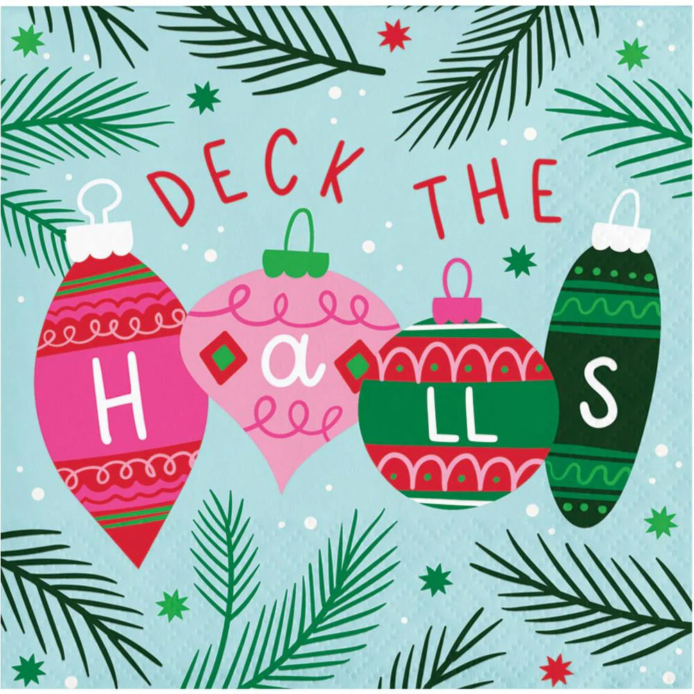Holiday Frills Deck The Halls Beverage Napkin