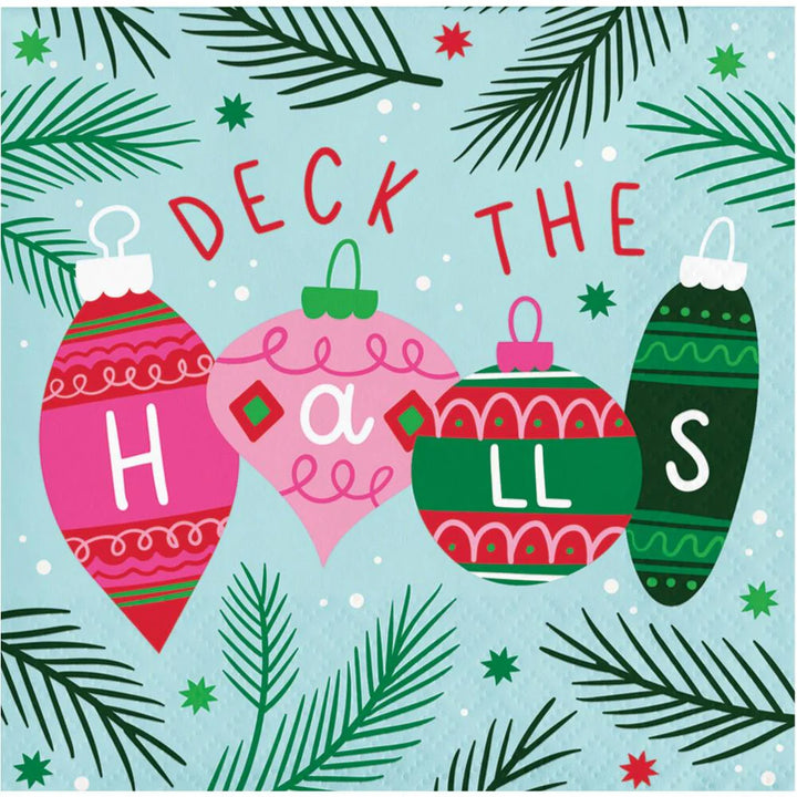 Holiday Frills Deck The Halls Beverage Napkin