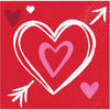 Heart design with an arrow on a red background