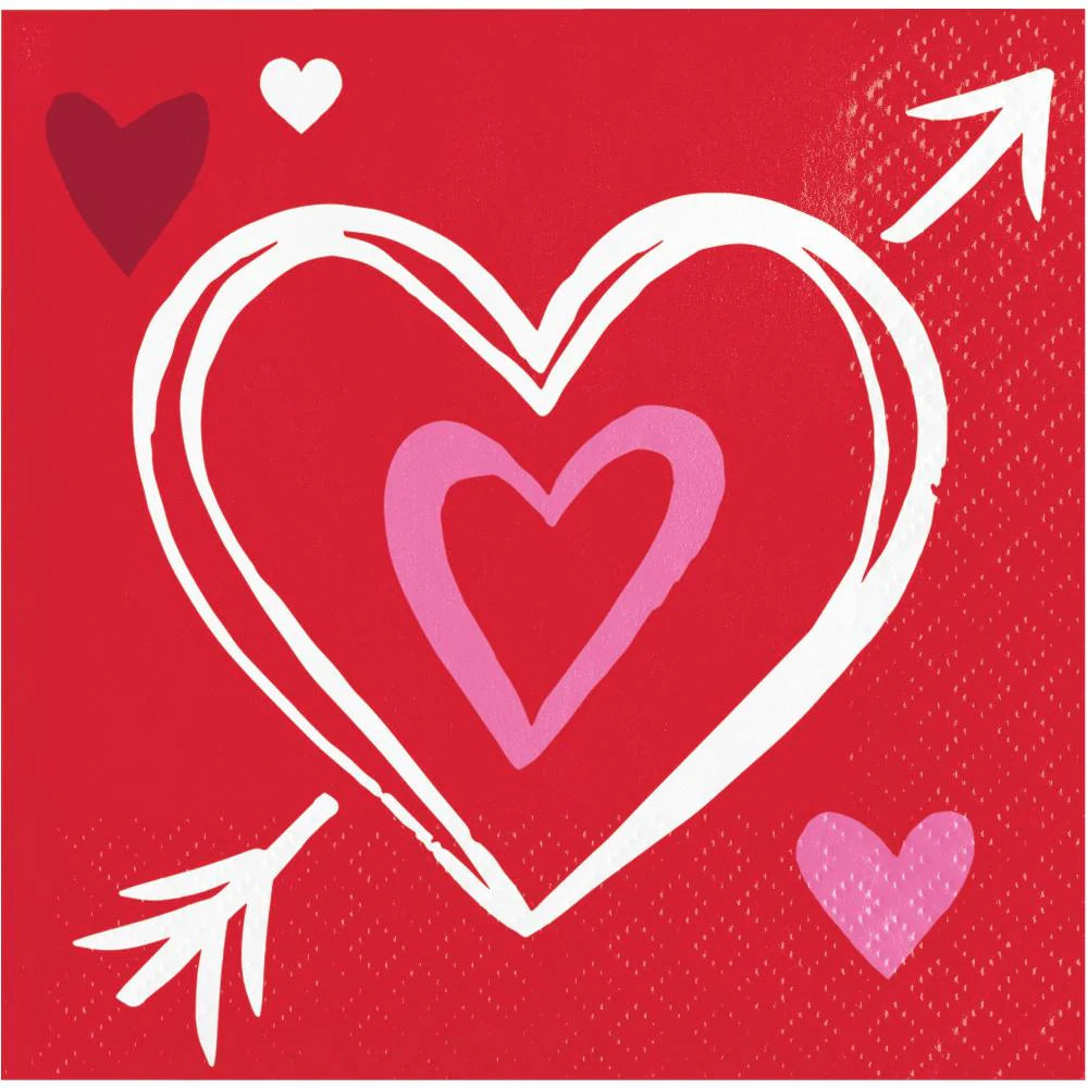 Heart design with an arrow on a red background
