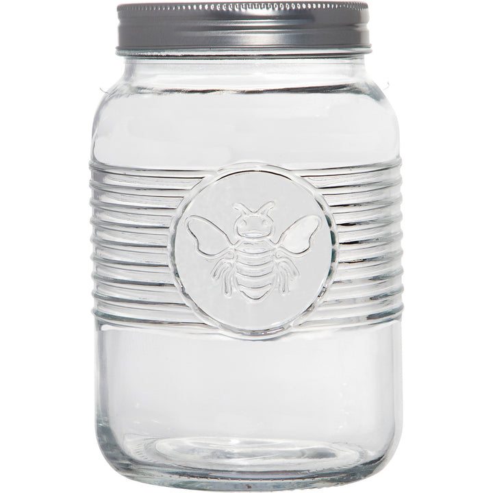 Bee Embossed Clear Canister w/Metal Lid 50oz