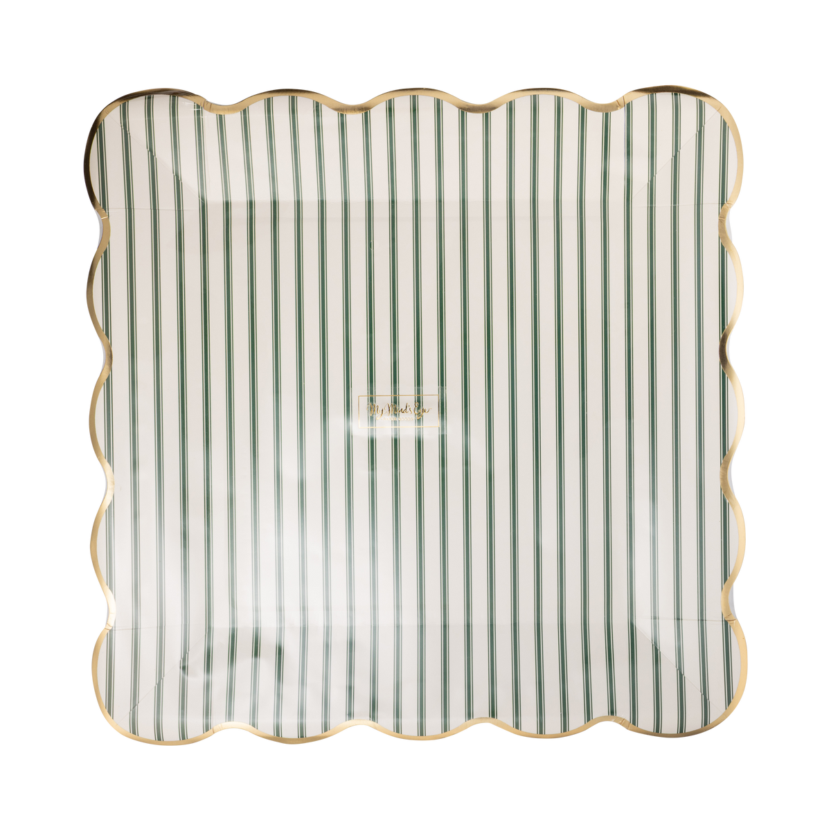 Green Ticking Stripe 10" Paper Dinner Plates