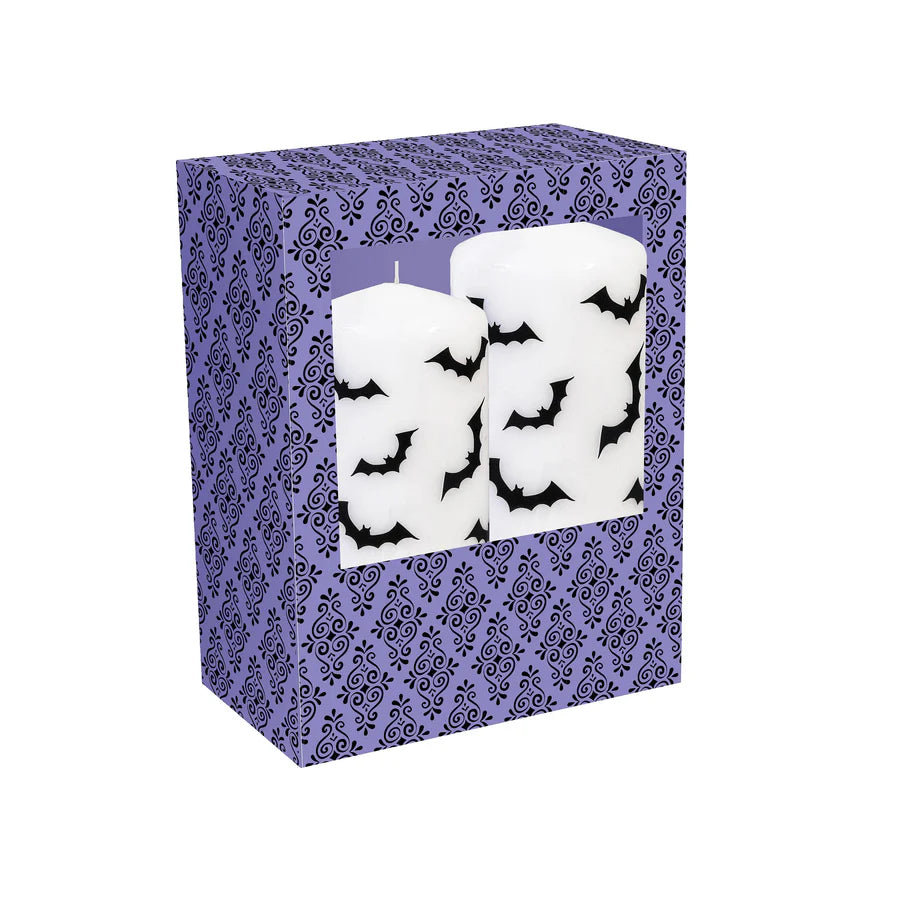 Halloween Bat Pillar Wax Candle S/2