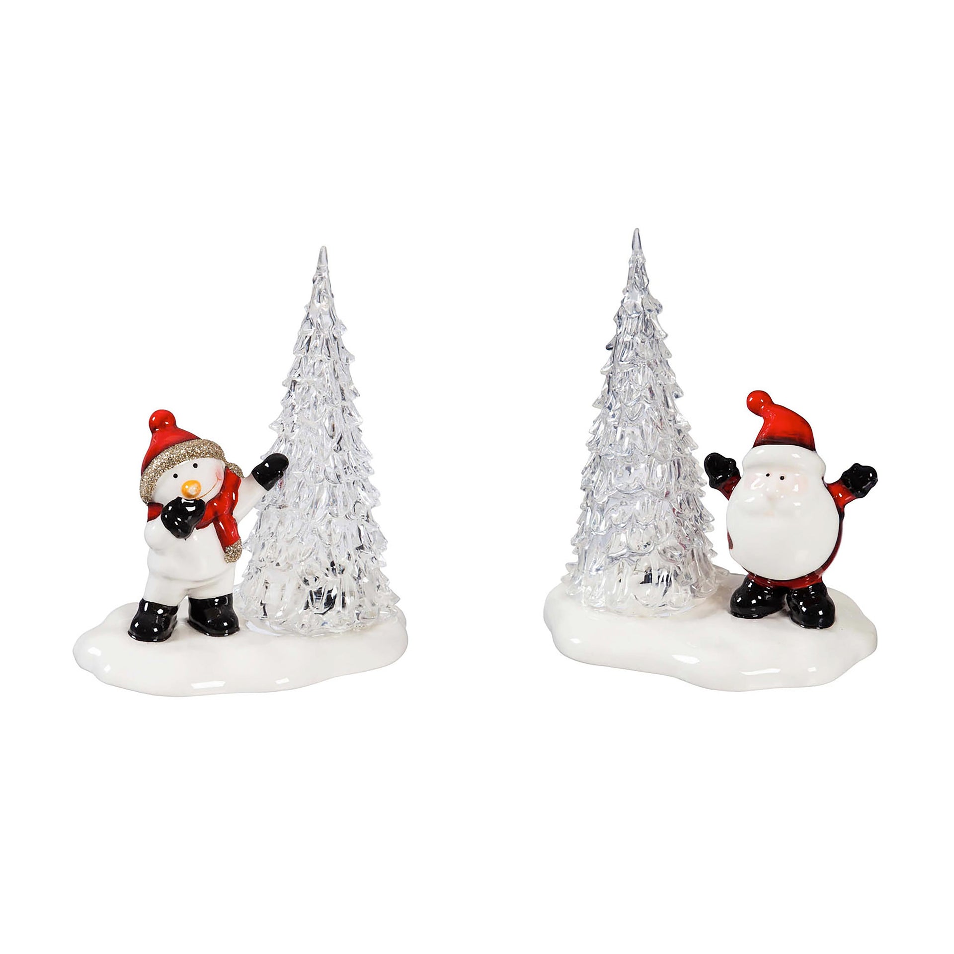 LED Ceramic Tabletop Décor, Santa and Tree/ Snowma