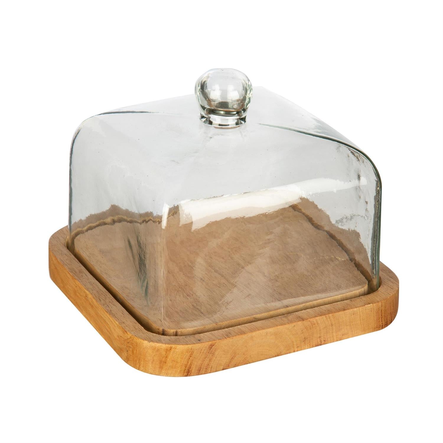 Wood Server w/Glass Dome