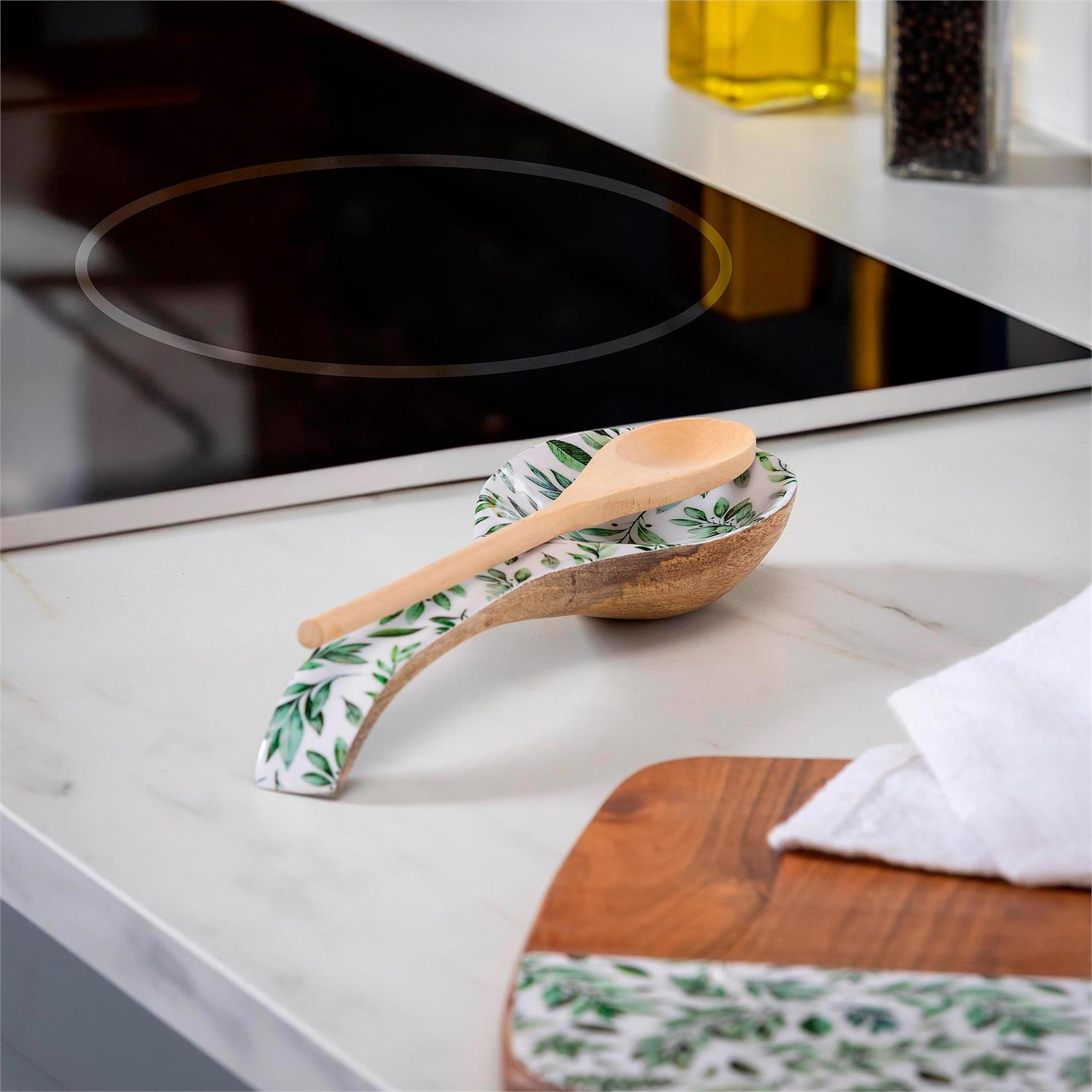 Olive Oasis Wood Spoon Rest