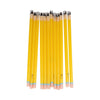 Set of yellow pencils-shaped straws on a white background