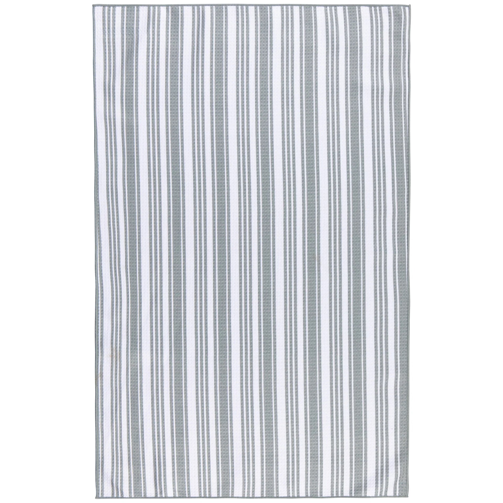Striped gray and white towel on a white background