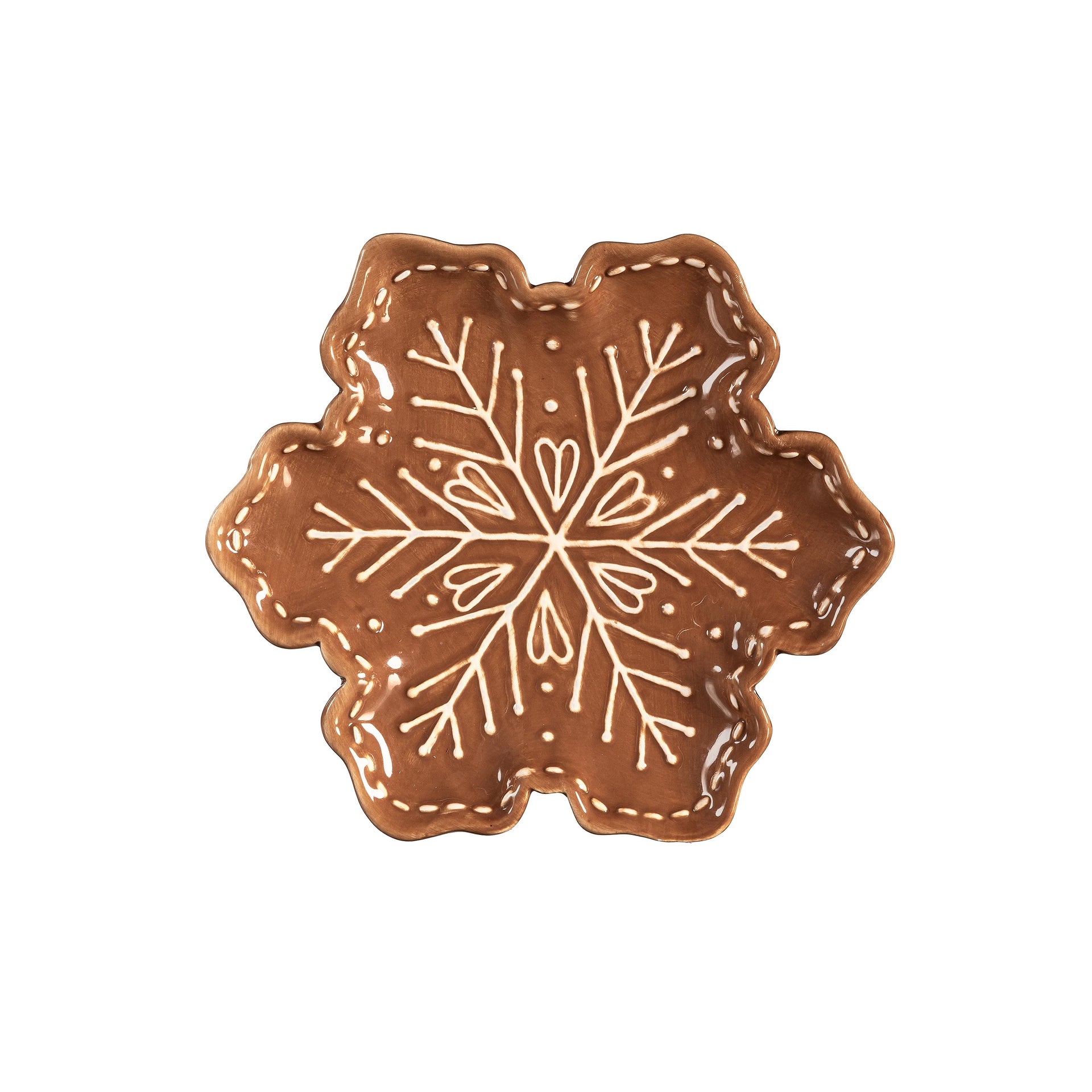 Gingerbread Snowflake Shaped Appetizer Plate 8"