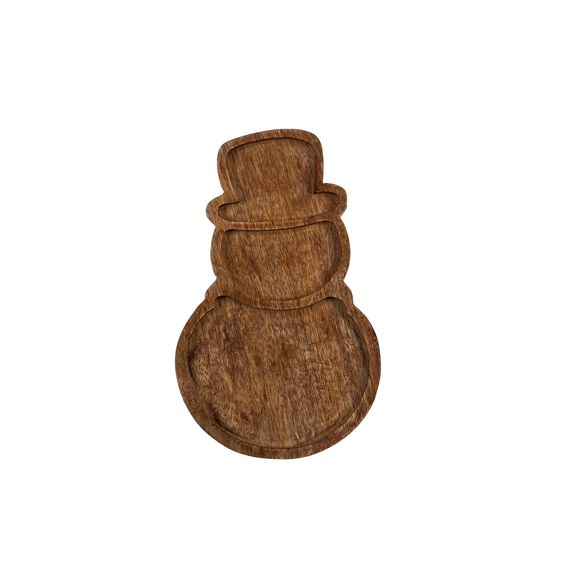 12" Wood Snowman Divided Server