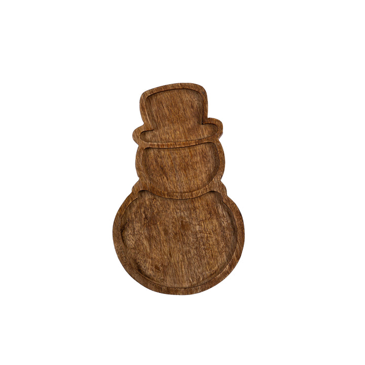 12" Wood Snowman Divided Server