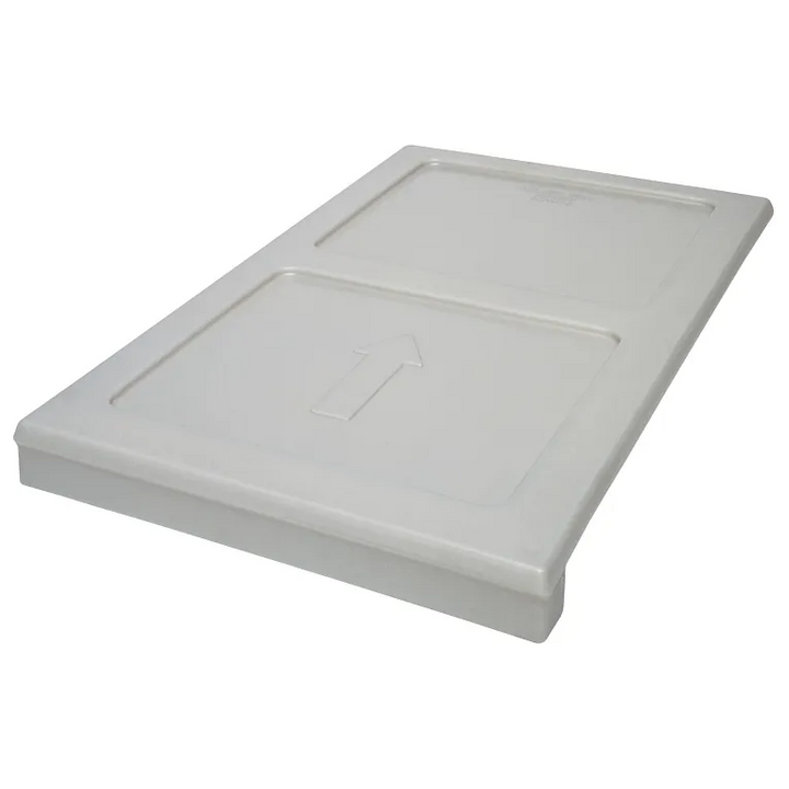 Rectangular white plastic separator on a white background
