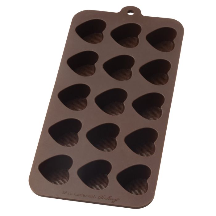 Brown heart-shaped silicone mold on a white background