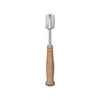Metal tool with wooden handle on a white background
