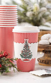 Red Gingham Christmas Tree 16oz Paper To Go Cups