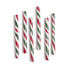 Set of red and green striped candy sticks on a white background