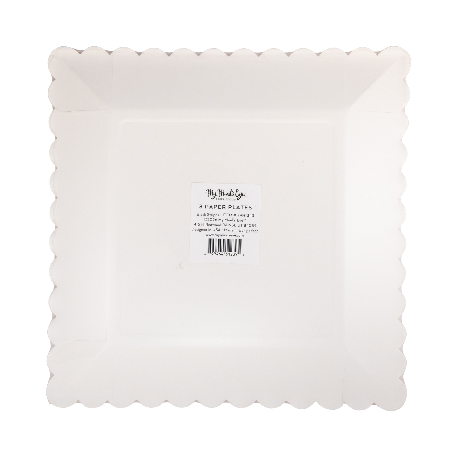 Black and Cream Stripes Scalloped 10" Plate