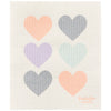Dishcloth with pastel heart patterns on a white background