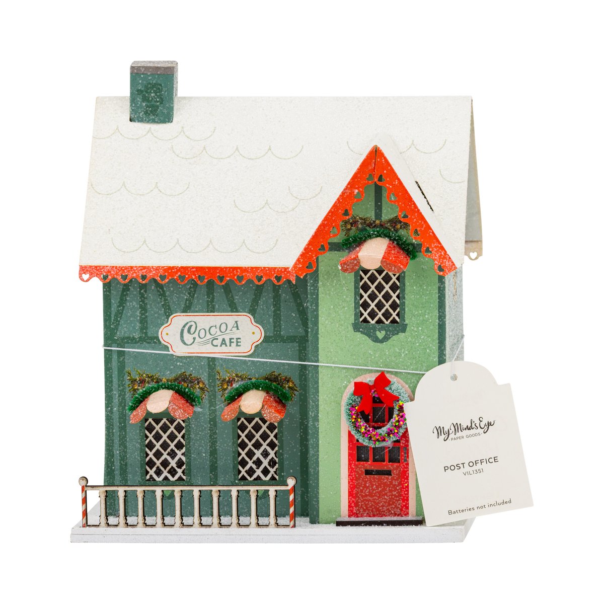 Green Cocoa Cafe Light Up Christmas Village House