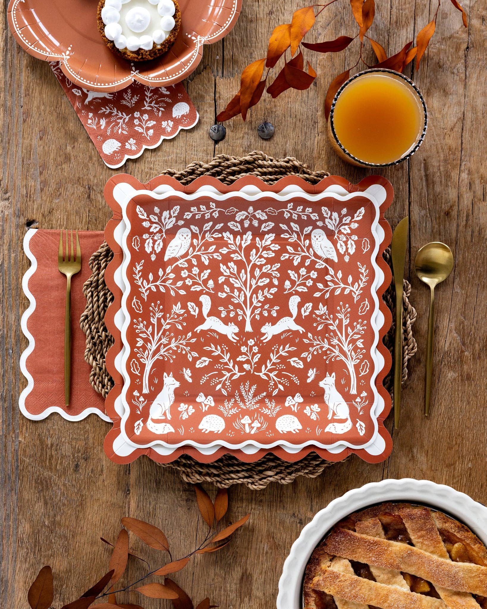 Rust Ric Rac Paper Plates