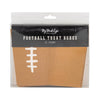 Pack of football-shaped treat boxes with visible brand name on a white background