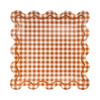 Rust Gingham Scalloped Square Paper Plates