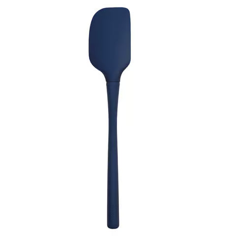 Blue spatula on a white background