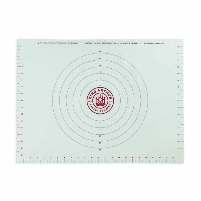 Baking mat with circular measurements and King Arthur Flour logo on a white background