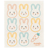 Dishcloth with colorful bunny faces and a carrot, branded 'EcoLOGIE danica'.