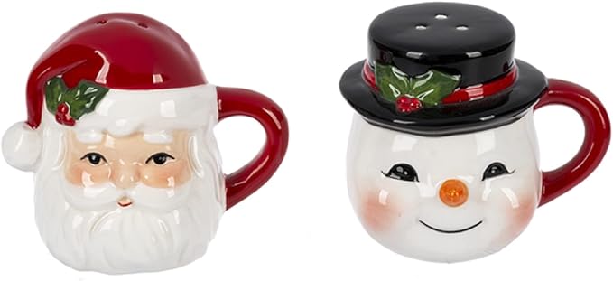 Salt/Pepper Shakers Santa & Snowman