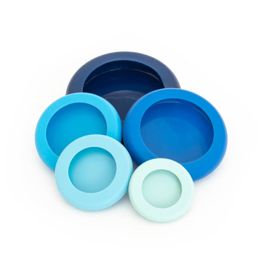 Reusable Silicone Food Savers – Ice Blue (Set of 5)