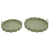Green Wicker Scalloped Edge Round Tray