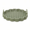 Green Wicker Scalloped Edge Round Tray