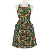 Floral apron with ladybugs on a mannequin against a white background