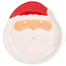Santa Claus face dish on a white background