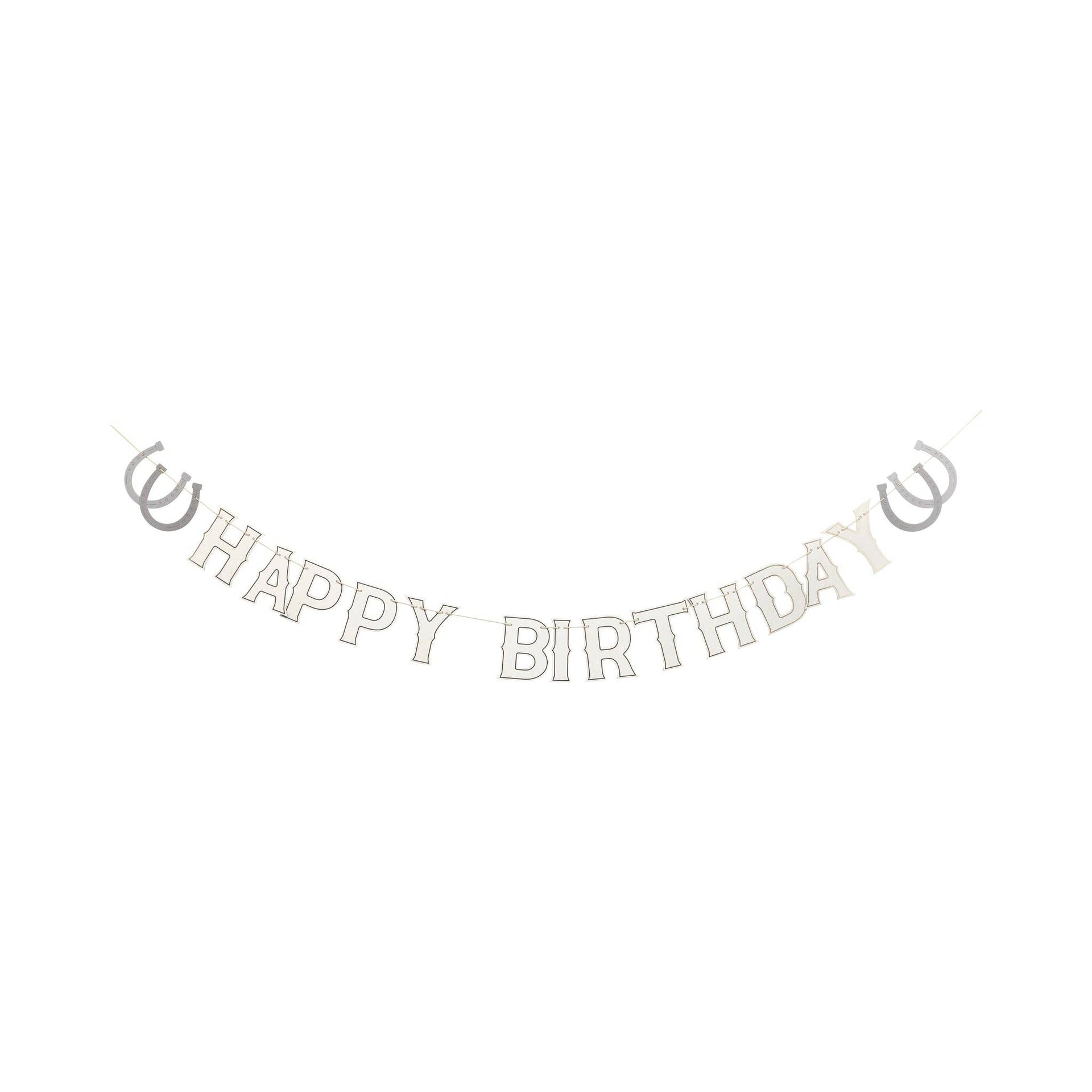 Decorative banner with 'Happy Birthday' text on a white background