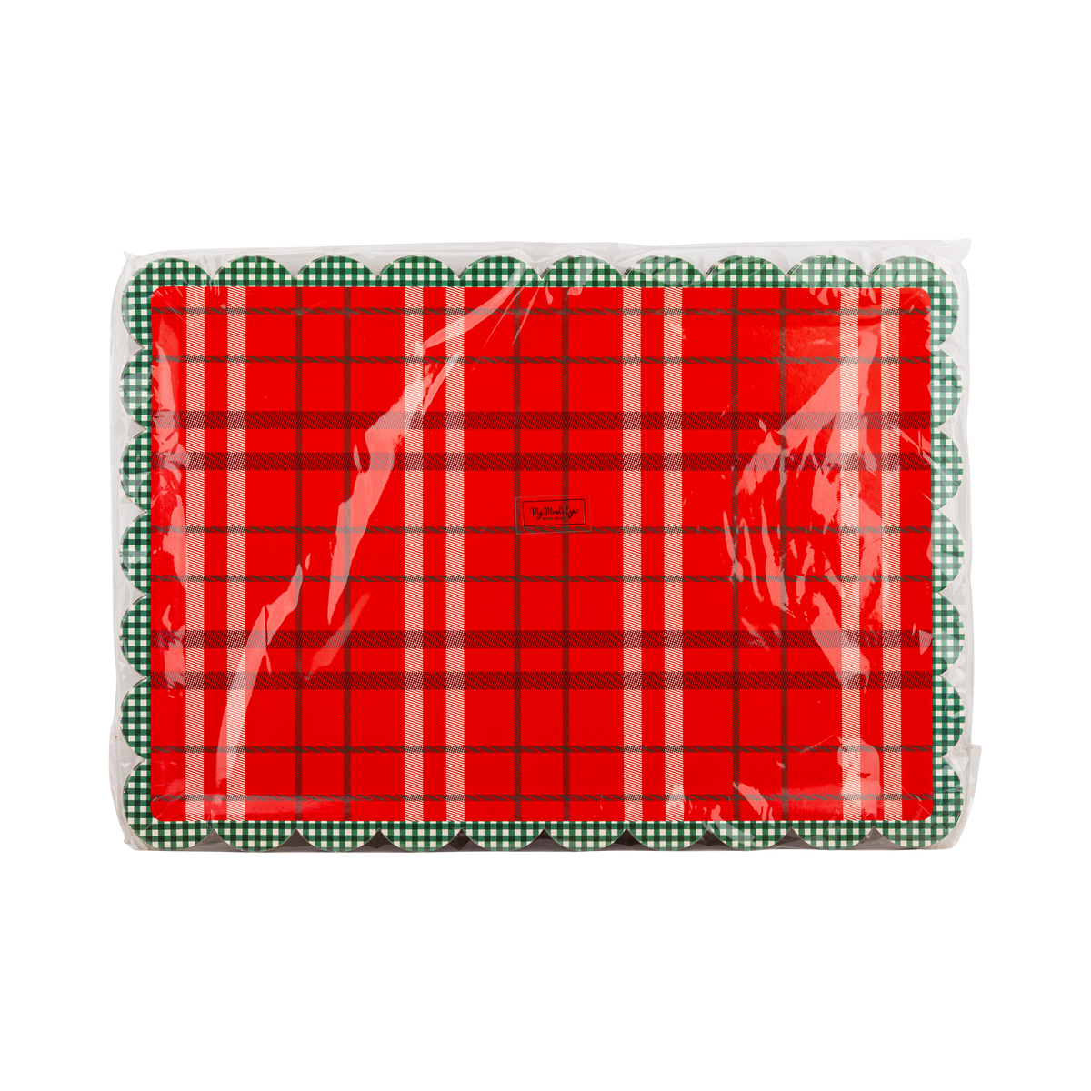 Red Plaid Paper Serving Platters 12" x 17"