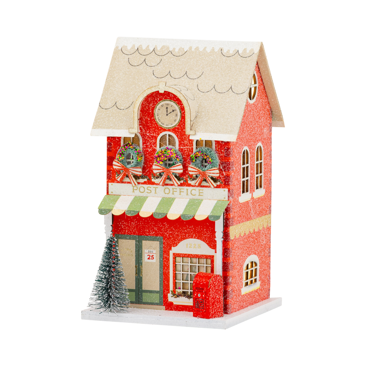 Red Post Office Light Up Christmas Village House