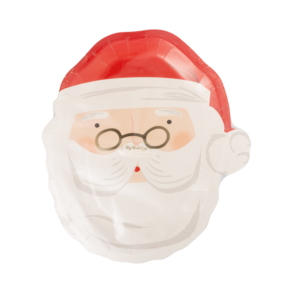 Santa Face Shaped Paper Plates with Gold Foil