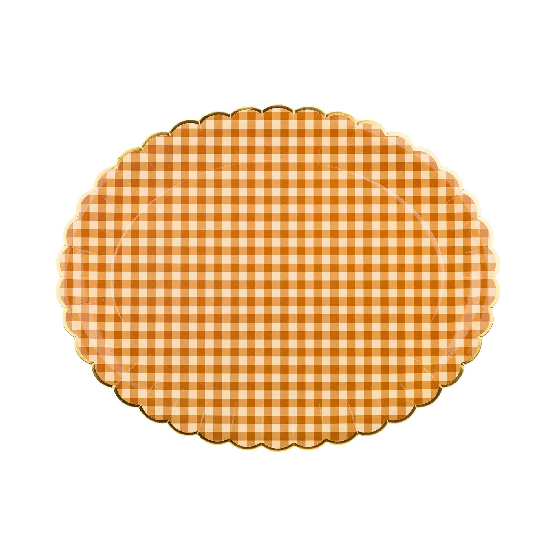 Foil Brown Gingham 17" Paper Platter (6ct)