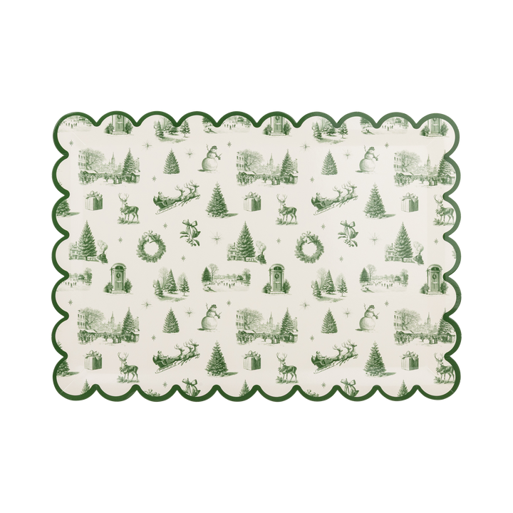Green Toile Paper Serving Platters 12" x 17"
