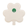 Shamrock-shaped tray with a green label on a white background