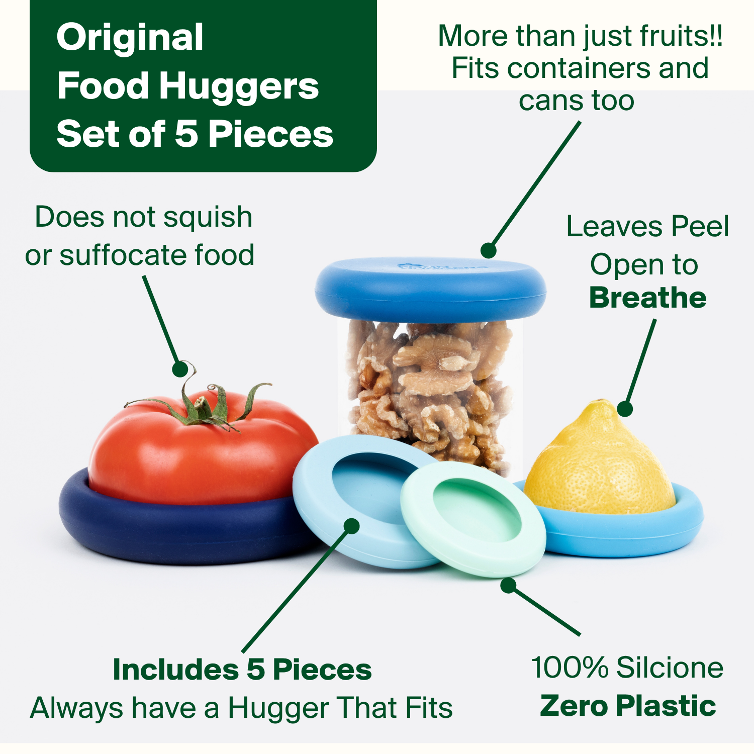Reusable Silicone Food Savers – Ice Blue (Set of 5)