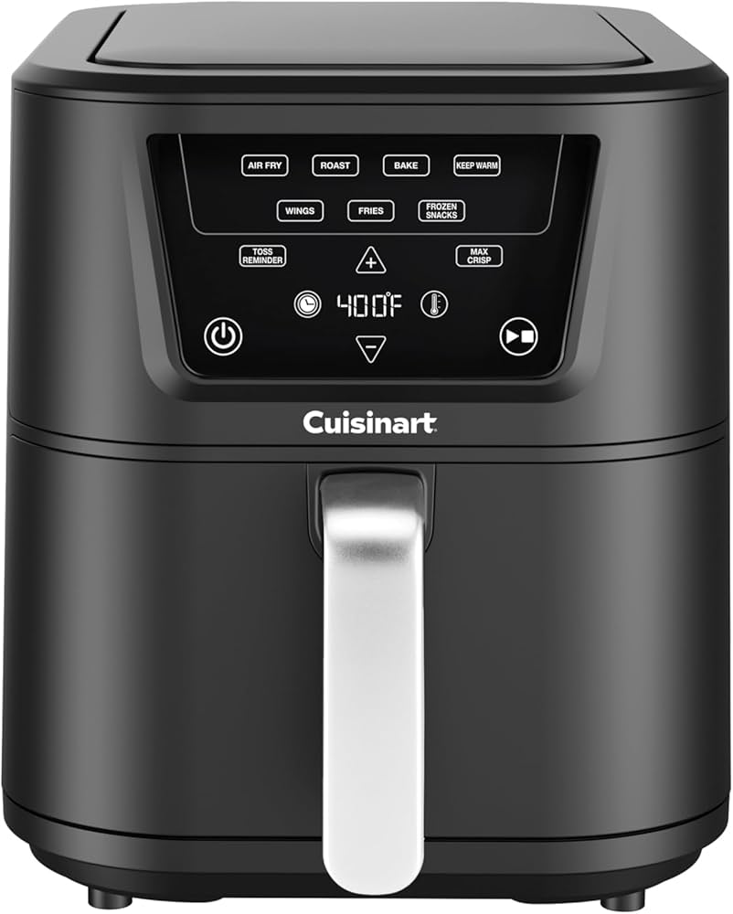 Cuisinart air fryer with digital control panel on a white background
