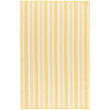 Striped yellow and white kitchen towel on a white background