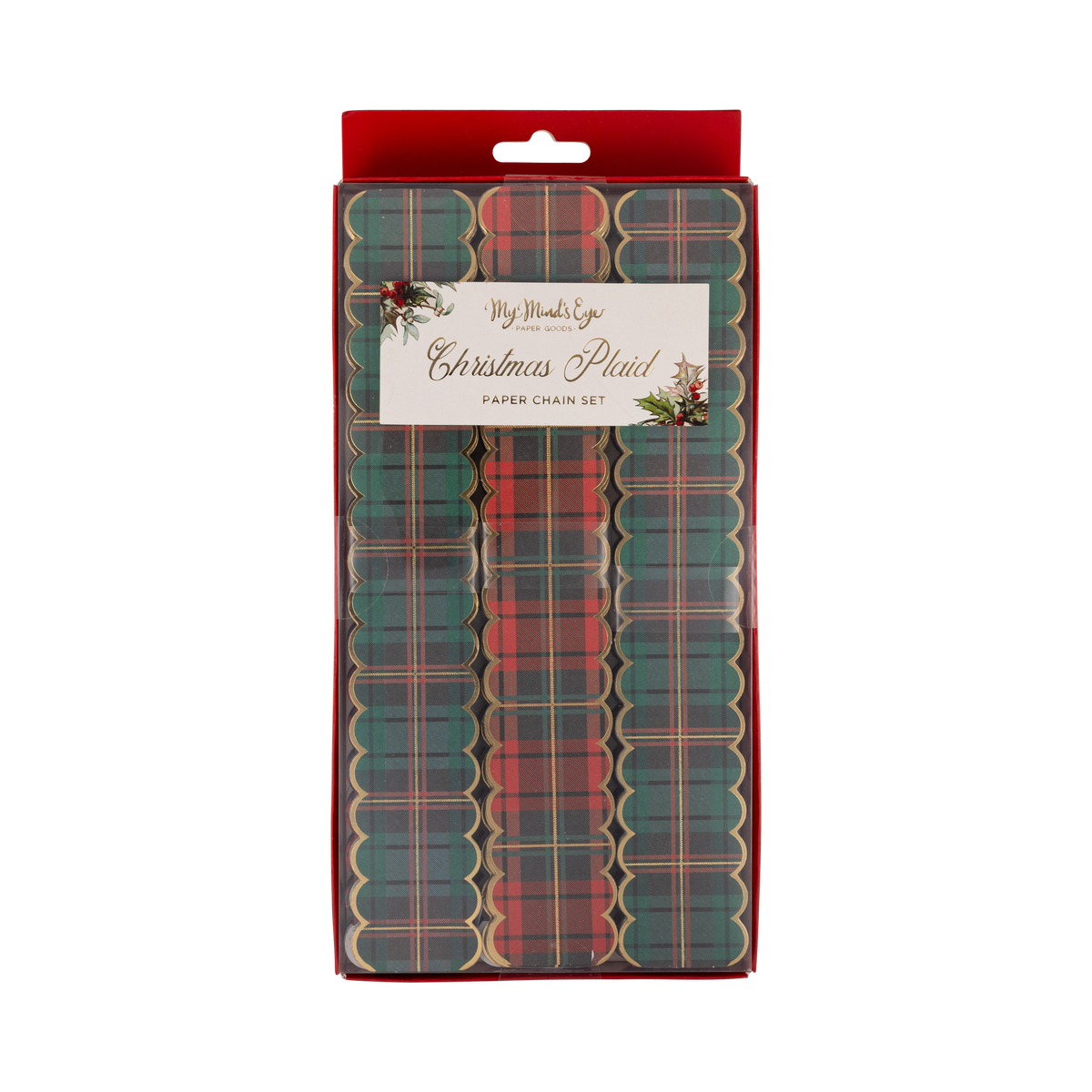 Red and Green Plaid 20ft Christmas Paper Chains
