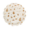 Decorative plate with baby-themed patterns and 'OH BABY!' text on a white background
